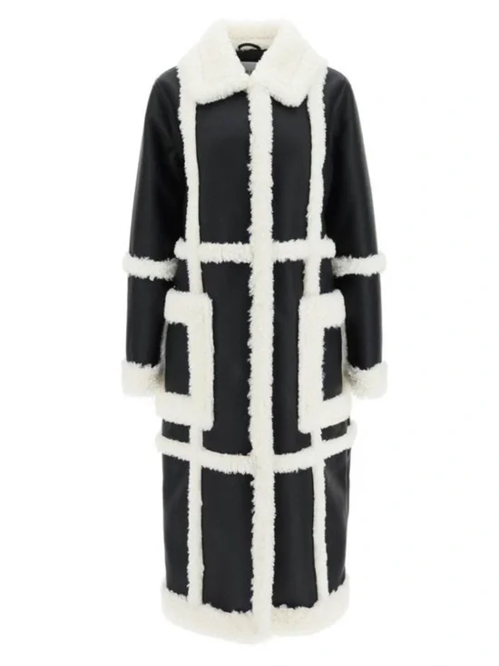 Stand Studio Patrice Faux Leather Shearling Coat Black 34 - Picture 6 of 16